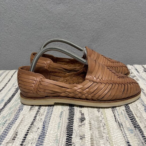 Esprit Womens Woven Leather Slip-On Sandals Size 8 Brown - Picture 1 of 8